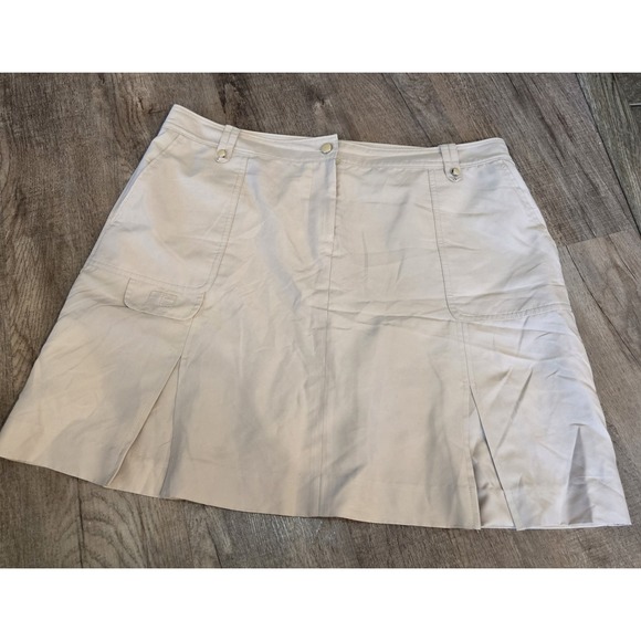 Izod Pants - Izod Golf Womens Classic‎ Skort Size 12 Tan Activewear Pleats Front  Stretch